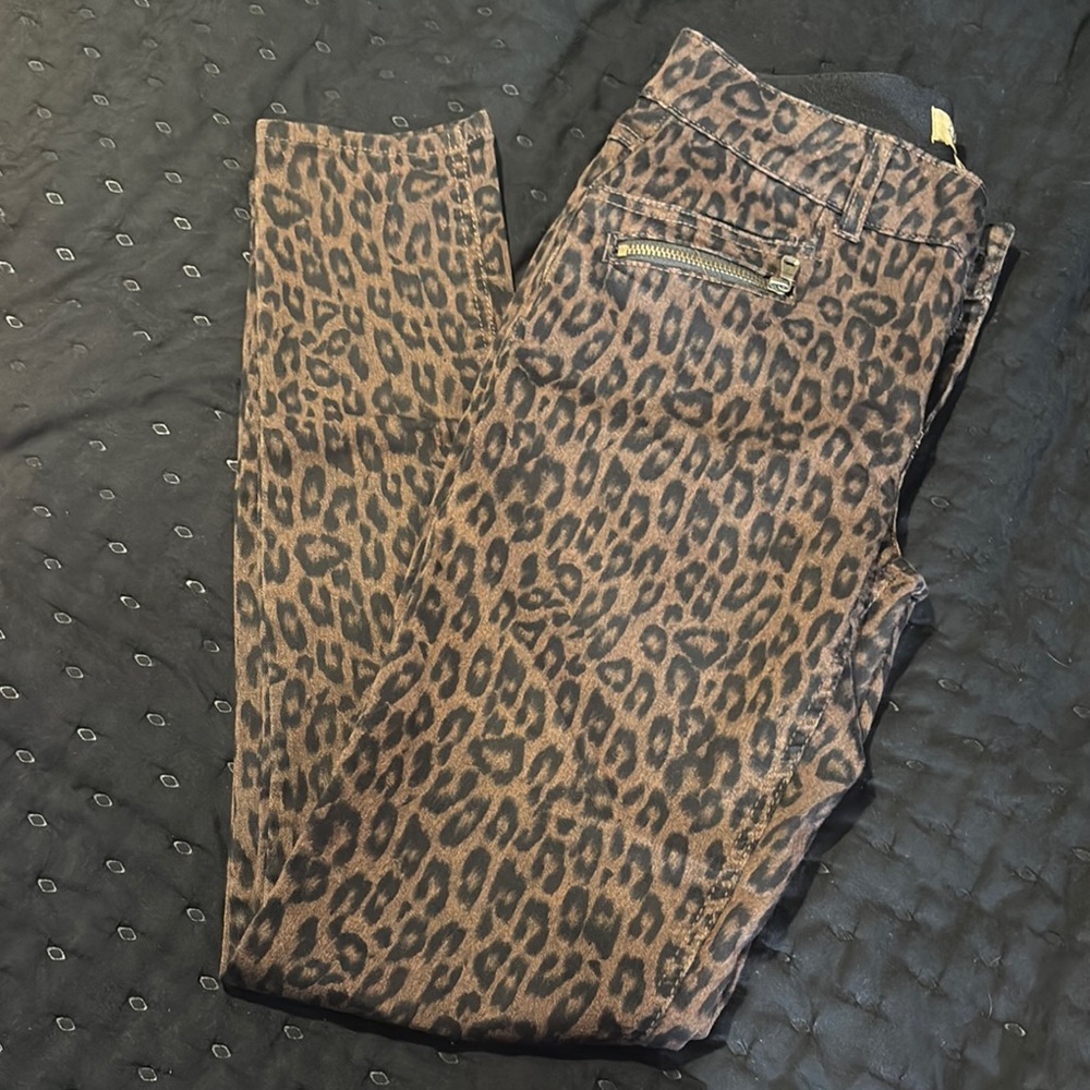 Democracy Leopard Print Skinny Pants - Brown and Black
